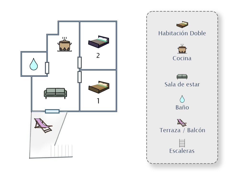 Apartamento familiar con vistas a jardín